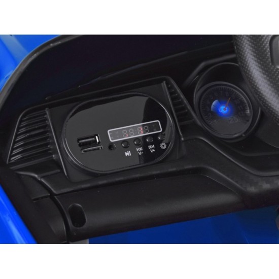 JOKO Elektrické autíčko Mustang GT, penové kolesá, kožené sedadlo, USB, MP3, modré