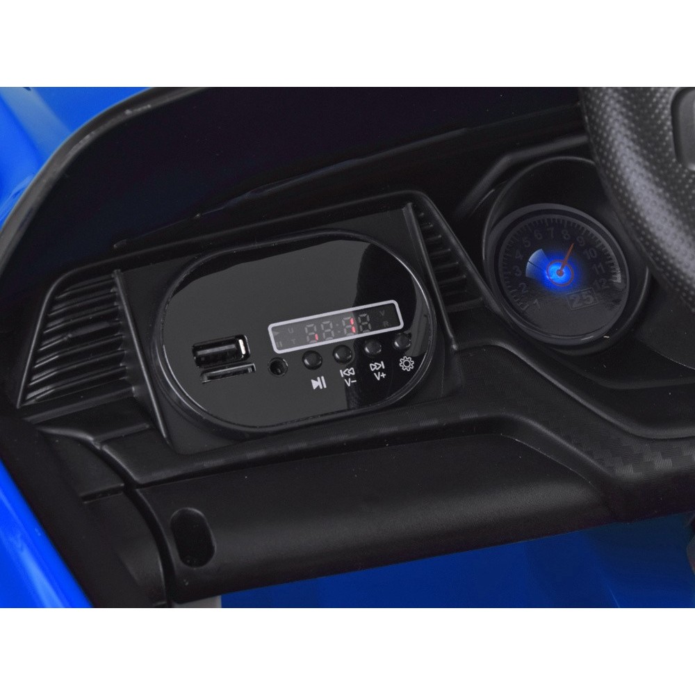 JOKO Elektrické autíčko Mustang GT, penové kolesá, kožené sedadlo, USB, MP3, modré