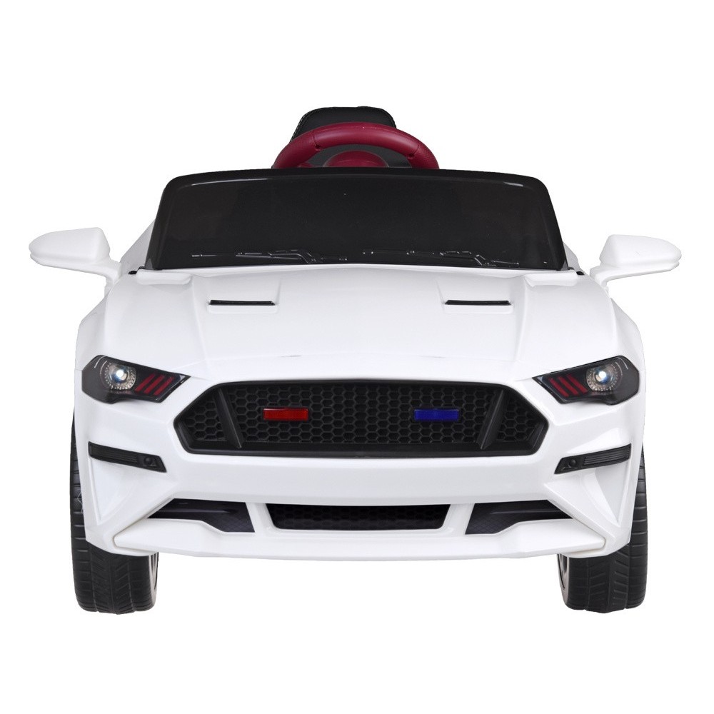JOKO Elektrické autíčko Mustang GT, penové kolesá, kožené sedadlo, USB, MP3, biele