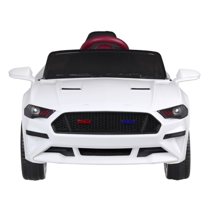 JOKO Elektrické autíčko Mustang GT, penové kolesá, kožené sedadlo, USB, MP3, biele