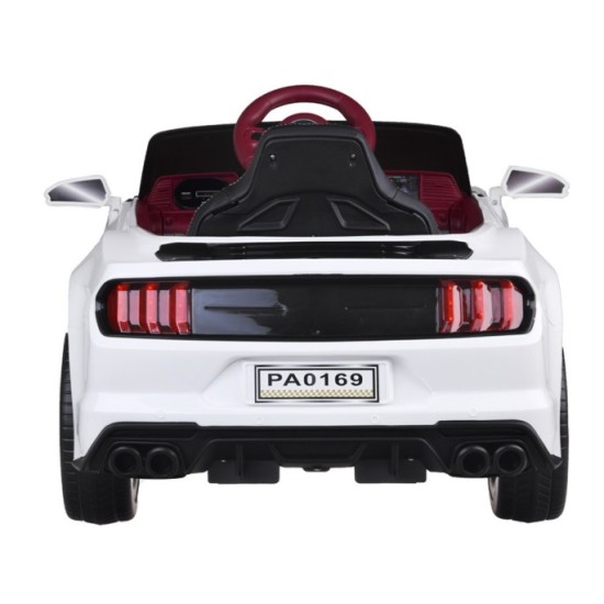 JOKO Elektrické autíčko Mustang GT, penové kolesá, kožené sedadlo, USB, MP3, biele