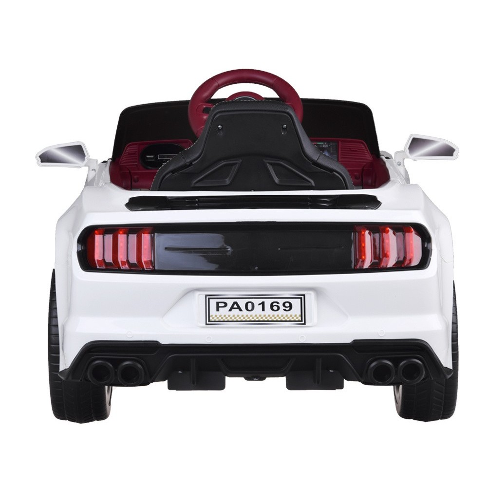 JOKO Elektrické autíčko Mustang GT, penové kolesá, kožené sedadlo, USB, MP3, biele