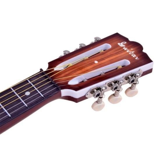 JOKO Detská plastová gitara, 6 kovové struny, svetlo hnedá