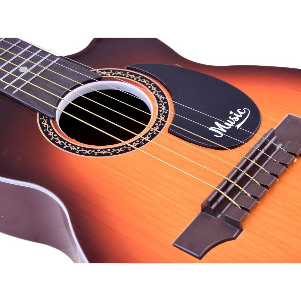 JOKO Detská plastová gitara, 6 kovové struny, svetlo hnedá