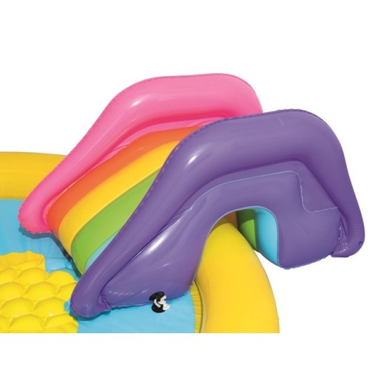 Bestway 53071 Nafukovací detský bazén so šmýkačkou a fontánou Slnko 237 cm x 201 x 104 cm