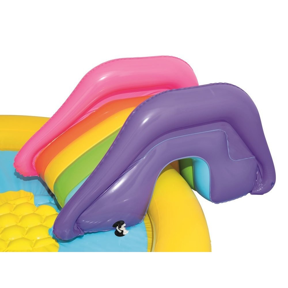 Bestway 53071 Nafukovací detský bazén so šmýkačkou a fontánou Slnko 237 cm x 201 x 104 cm