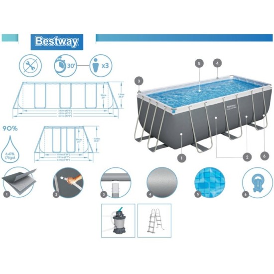 Bestway 56442 Bazén s Kovovou Konštrukciou POWER STEEL 404x201x100cm, filtračné pieskové čerpadlo, rebrík