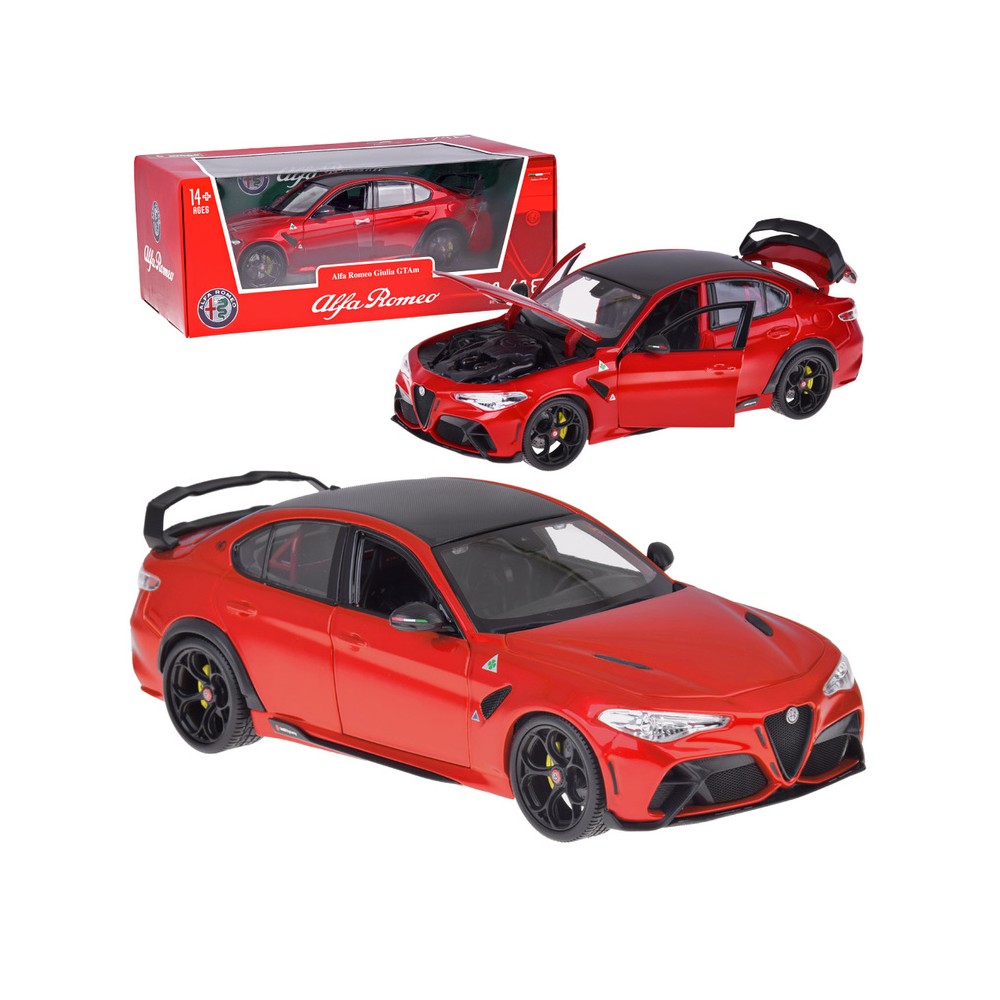 Kovový Model Auta Alfa Romeo Giulia GTAm Quadrifoglio Licencia 1:18, červené