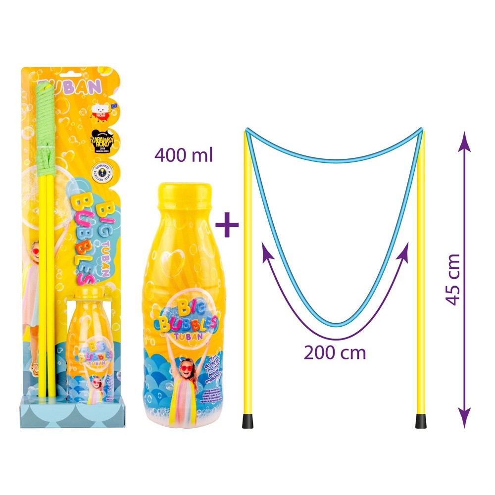 TUBAN Bublifuk Súprava na veľké bubliny so šnúrkou + 400 ml kvapalina