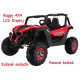 JOKO Elektrické autíčko Buggy 4x4 SuperStar, MP4 LCD displej, Penové kolesá, Dvojmiestne kožené sedadlo, USB, červené