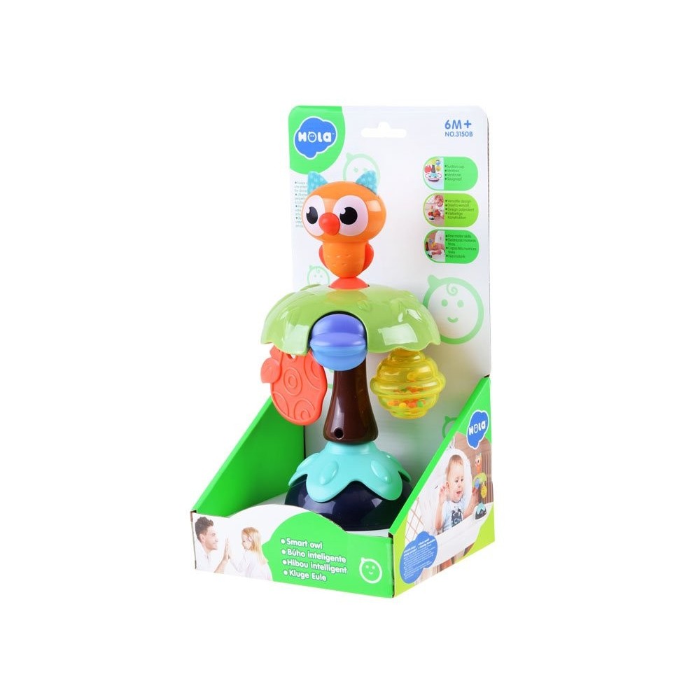 Hola Toys Hrkálka na prísavke Strom Sova, na detskú jedálenskú stoličku, stôl a podlahu