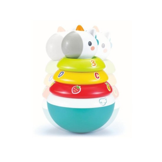 HOLA TOYS JOKO Detská pyramída s hrkajúcimi kruhmi Jednorožec