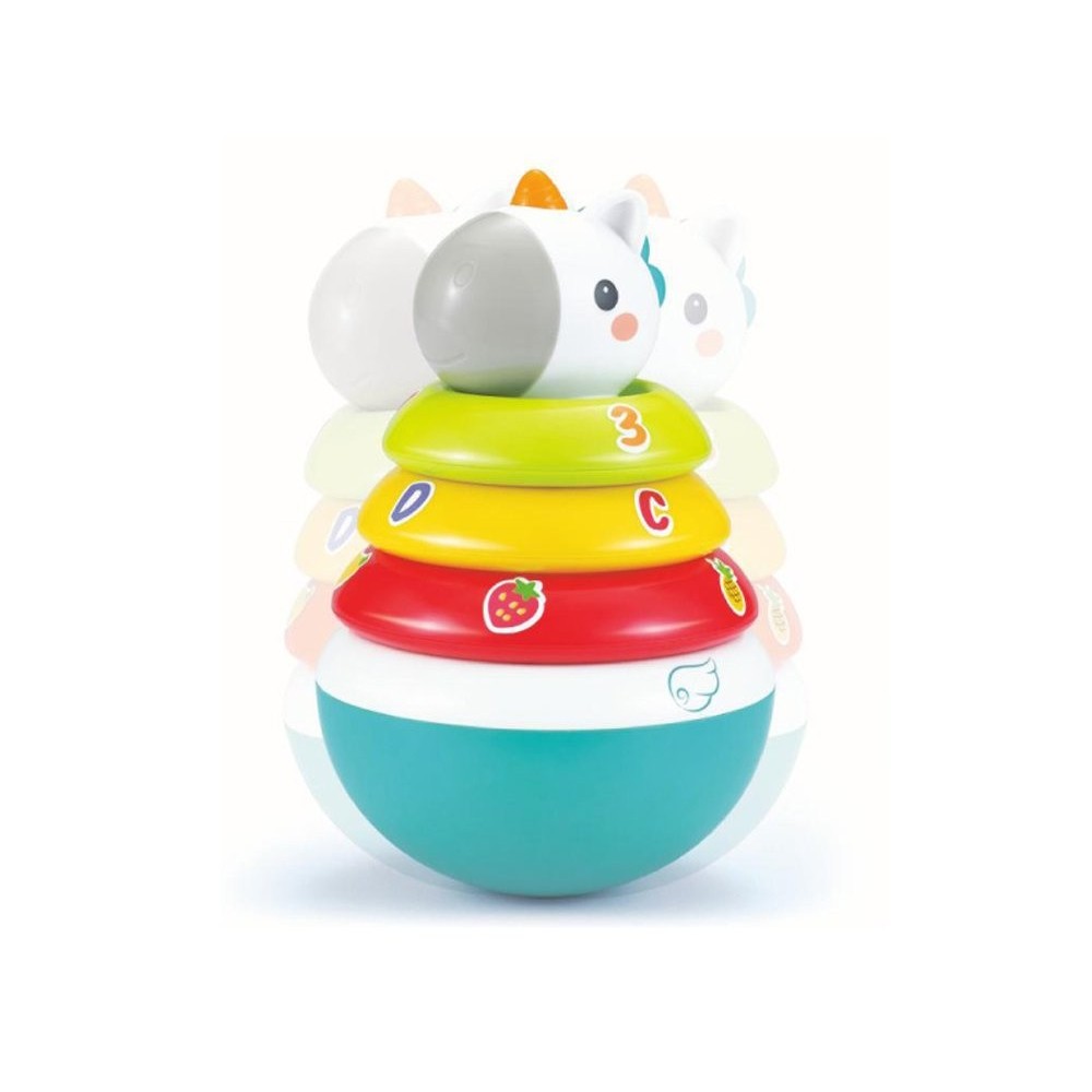 HOLA TOYS JOKO Detská pyramída s hrkajúcimi kruhmi Jednorožec