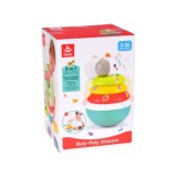 HOLA TOYS JOKO Detská pyramída s hrkajúcimi kruhmi Jednorožec