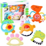 HOLA Toys Sada Hrkalky, hryzátka Dinosaury 5ks