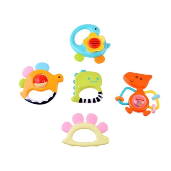 HOLA Toys Sada Hrkalky, hryzátka Dinosaury 5ks