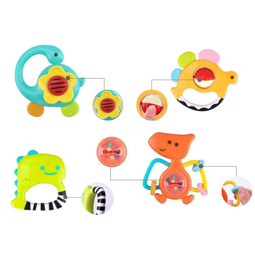 HOLA Toys Sada Hrkalky, hryzátka Dinosaury 5ks