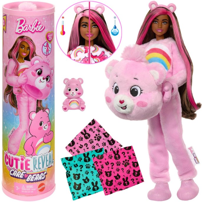 Mattel Bábika Barbie s Meniacou farbou vlasov Cutie Reveal starostilví medvedíci - VESELÉ SRDIEČKO, ružová