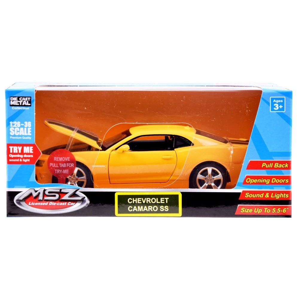JOKO Kovový Model Autíčka Chevrolet Camaro SS 1:32 so svetlom a zvukom, žlté