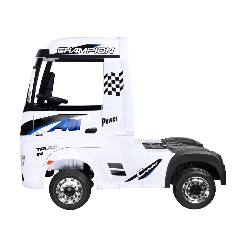 JOKO Elektrické autíčko, Elektrický Kamión Mercedes Benz Actros 4x45W, penové kolesá, kožené sedadlo, odpružené, FM rádio, biely