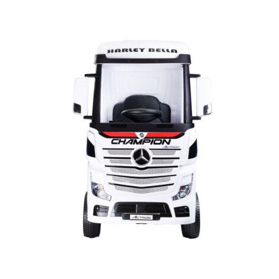 JOKO Elektrické autíčko, Elektrický Kamión Mercedes Benz Actros 4x45W, penové kolesá, kožené sedadlo, odpružené, FM rádio, biely