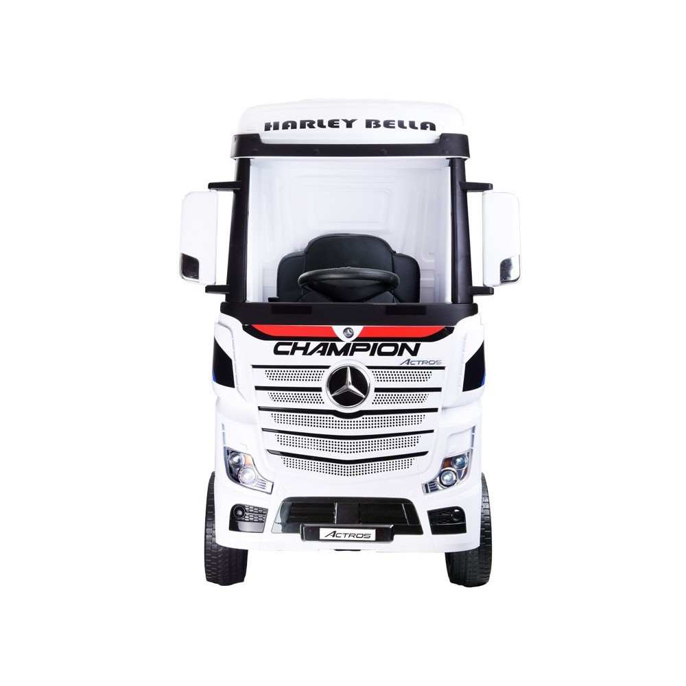 JOKO Elektrické autíčko, Elektrický Kamión Mercedes Benz Actros 4x45W, penové kolesá, kožené sedadlo, odpružené, FM rádio, biely