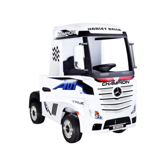 JOKO Elektrické autíčko, Elektrický Kamión Mercedes Benz Actros 4x45W, penové kolesá, kožené sedadlo, odpružené, FM rádio, biely