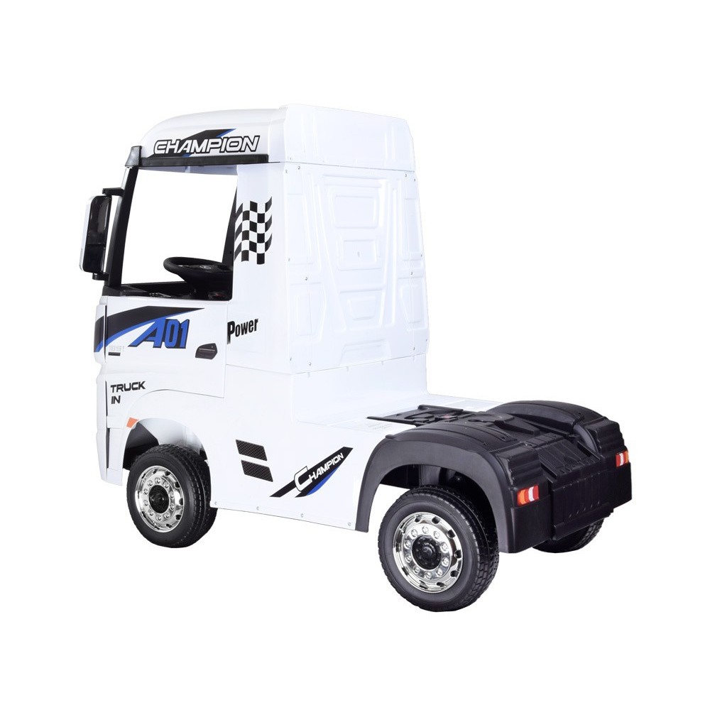 JOKO Elektrické autíčko, Elektrický Kamión Mercedes Benz Actros 4x45W, penové kolesá, kožené sedadlo, odpružené, FM rádio, biely