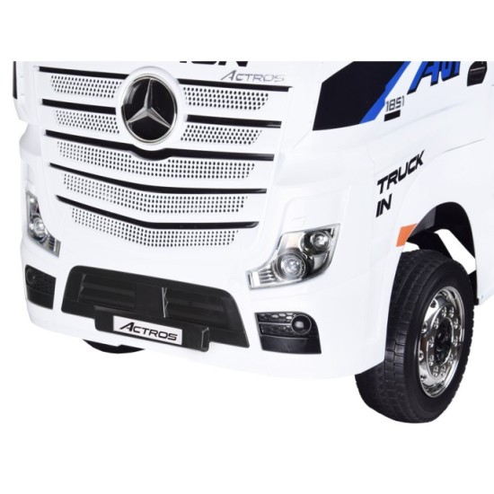 JOKO Elektrické autíčko, Elektrický Kamión Mercedes Benz Actros 4x45W, penové kolesá, kožené sedadlo, odpružené, FM rádio, biely