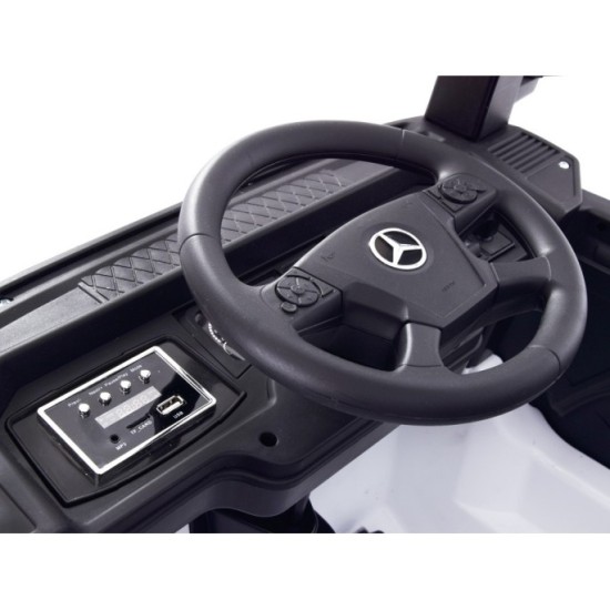 JOKO Elektrické autíčko, Elektrický Kamión Mercedes Benz Actros 4x45W, penové kolesá, kožené sedadlo, odpružené, FM rádio, biely