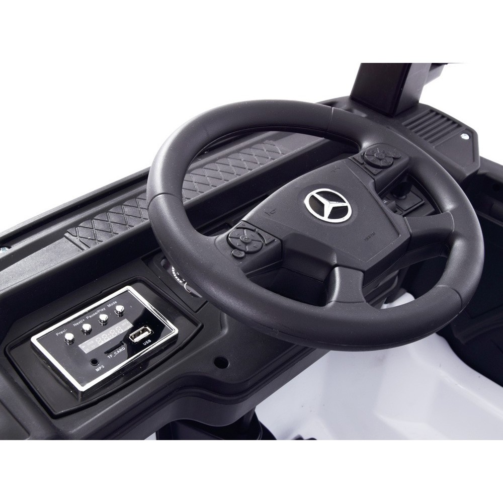 JOKO Elektrické autíčko, Elektrický Kamión Mercedes Benz Actros 4x45W, penové kolesá, kožené sedadlo, odpružené, FM rádio, biely
