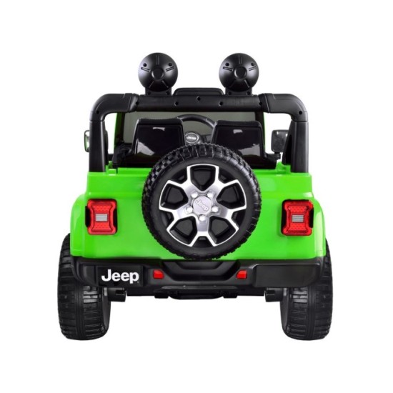 JOKO Elektrické autíčko JEEP Wrangler Rubicon 4x4, penové kolesá, kožené sedadlo, FM rádio, zelené