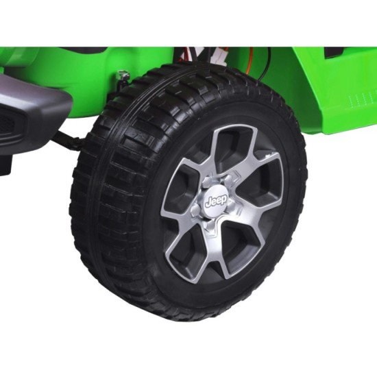 JOKO Elektrické autíčko JEEP Wrangler Rubicon 4x4, penové kolesá, kožené sedadlo, FM rádio, zelené