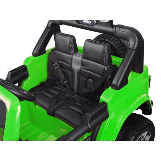 JOKO Elektrické autíčko JEEP Wrangler Rubicon 4x4, penové kolesá, kožené sedadlo, FM rádio, zelené