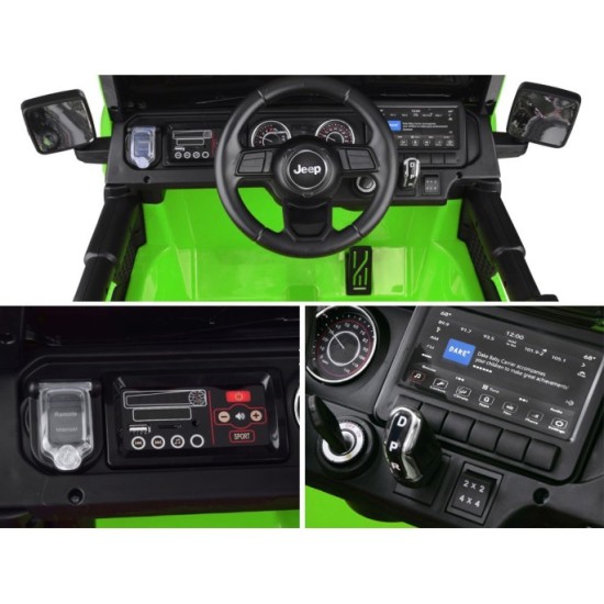 JOKO Elektrické autíčko JEEP Wrangler Rubicon 4x4, penové kolesá, kožené sedadlo, FM rádio, zelené