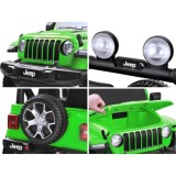 JOKO Elektrické autíčko JEEP Wrangler Rubicon 4x4, penové kolesá, kožené sedadlo, FM rádio, zelené
