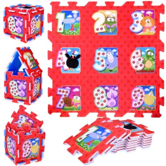 JOKO Penové puzzle Zvieratká + čísla 9ks 31cm x 31cm