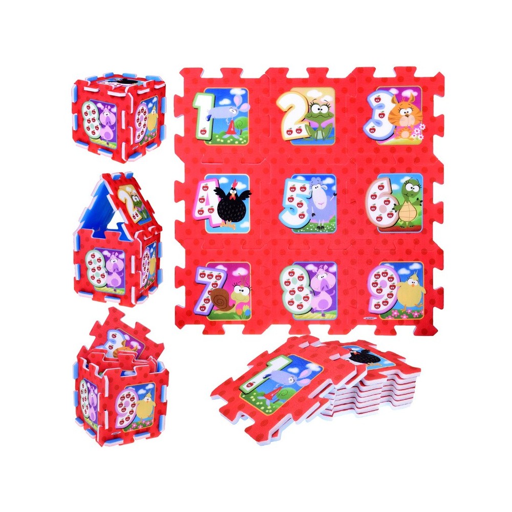 JOKO Penové puzzle Zvieratká + čísla 9ks 31cm x 31cm