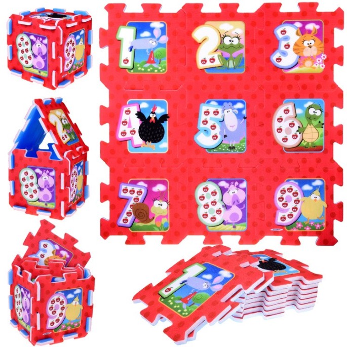 JOKO Penové puzzle Zvieratká + čísla 9ks 31cm x 31cm
