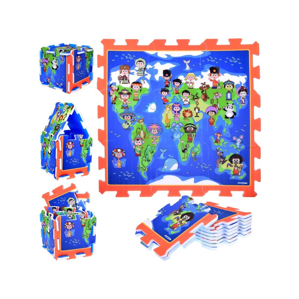 JOKO Penové Puzzle Mapa Sveta 9ks 31cm x 31cm