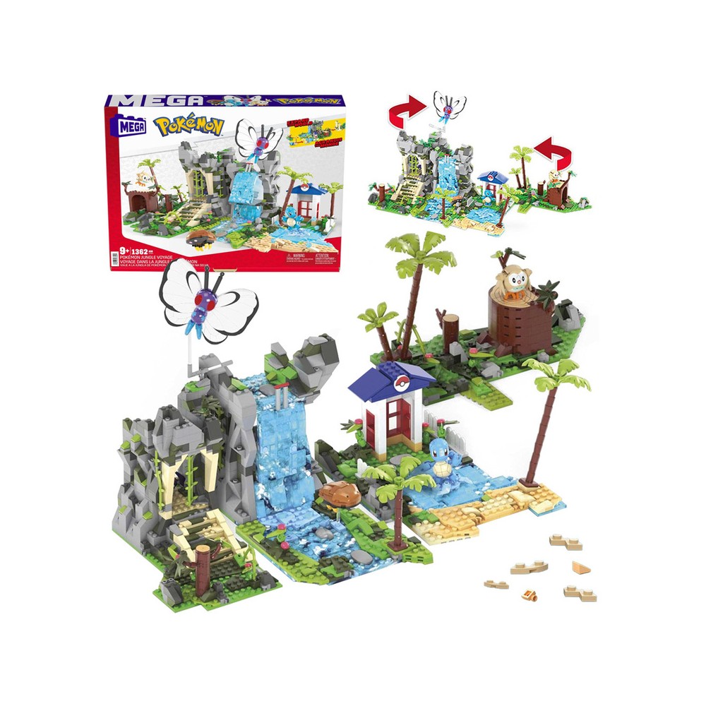 Mattel Stavebnica MEGA Pokémon Výlet do Džungle Jungle Voyage 1362ks + 4 Pokémon figúrky