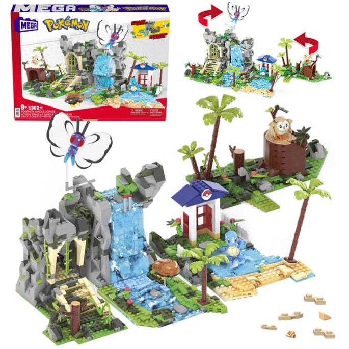 Mattel Stavebnica MEGA Pokémon Výlet do Džungle Jungle Voyage 1362ks + 4 Pokémon figúrky