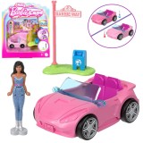 Mattel Mini Bábika Barbie BarbieLand + Farbu Meniaci Kabriolet s poštovou schránkou, ružový