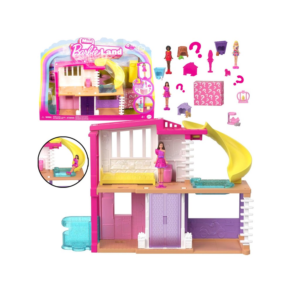 Mattel Mini Bábika BarbieLand Domček Dollhouse so zvieratkom a domčekom pre zvieratko