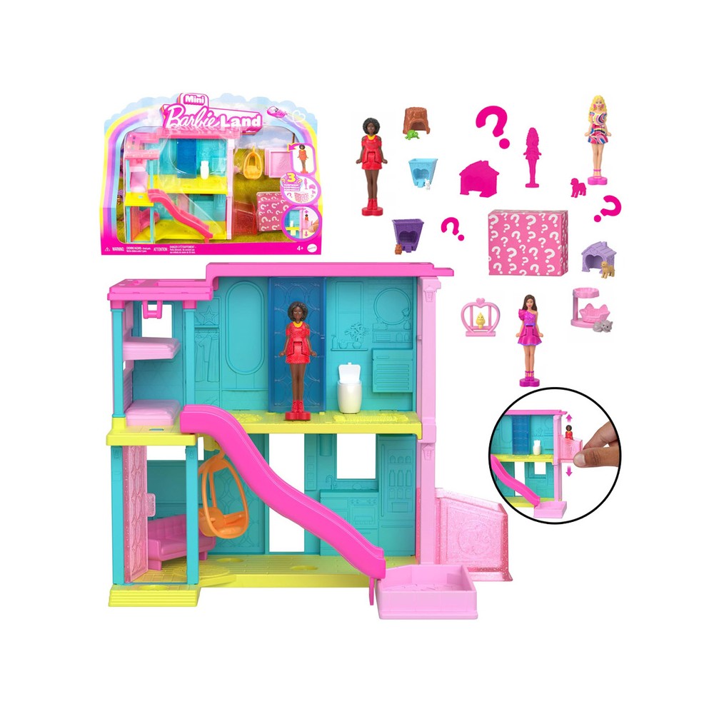Mattel Mini Bábika Barbie BarbieLand Domček so šmýkačkou, bazénom a výťahom