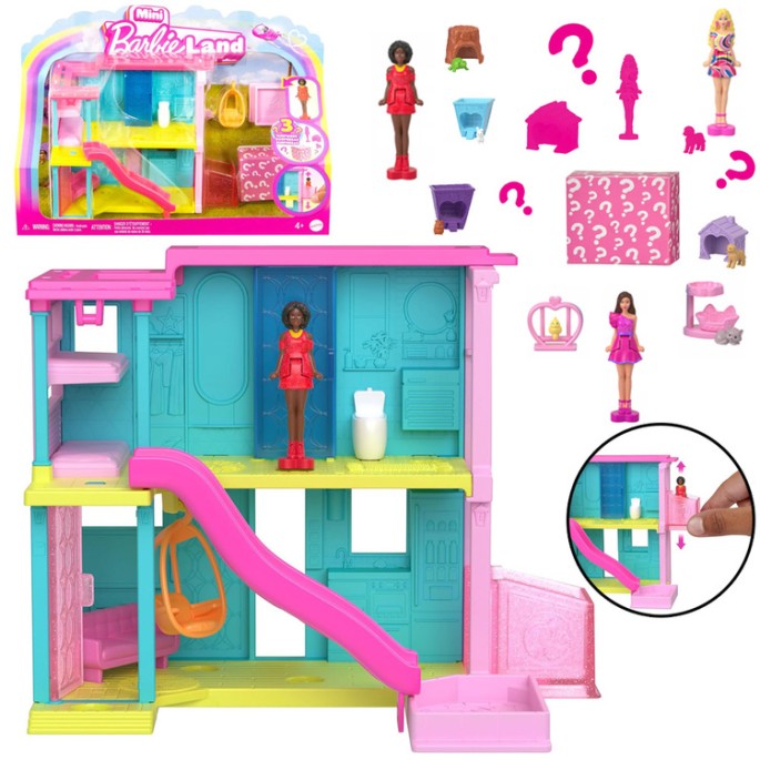 Mattel Mini Bábika Barbie BarbieLand Domček so šmýkačkou, bazénom a výťahom
