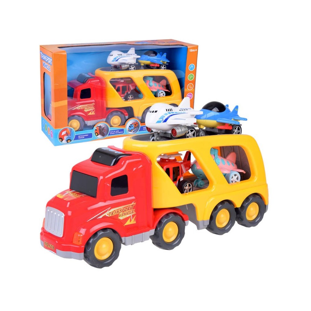 JOKO Veľký Kamión, Odťahové auto 43cm + 3 lietadlá + vrtulník + svetlo + zvuk