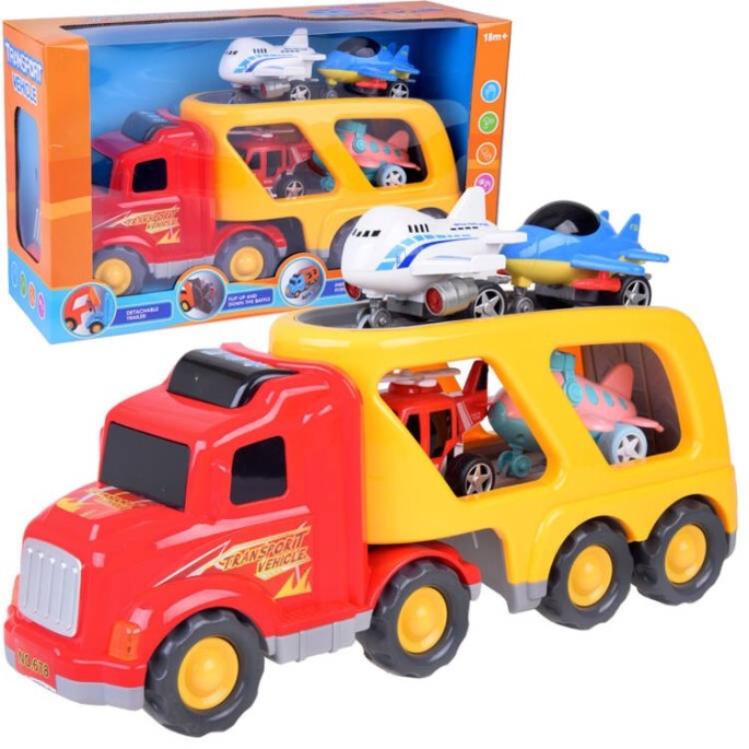 JOKO Veľký Kamión, Odťahové auto 43cm + 3 lietadlá + vrtulník + svetlo + zvuk