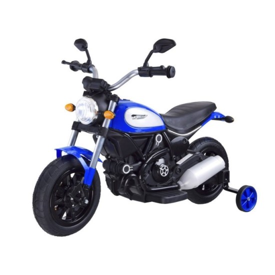 JOKO Elektrická motorka s nafukovacími kolesami Street Bob, MP3, USB, modrá