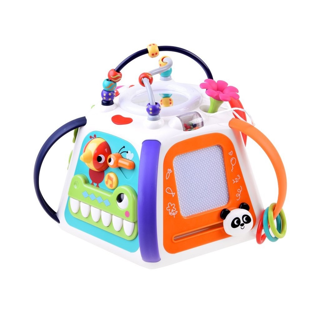 Hola Toys Interaktívna kocka so svetlom a zvukom + mazacia tabuľa + klavír + zrkadlo